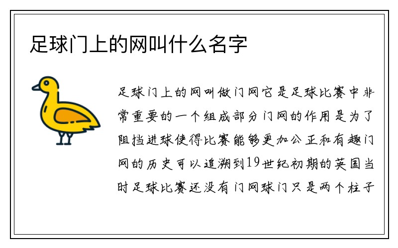 足球门上的网叫什么名字