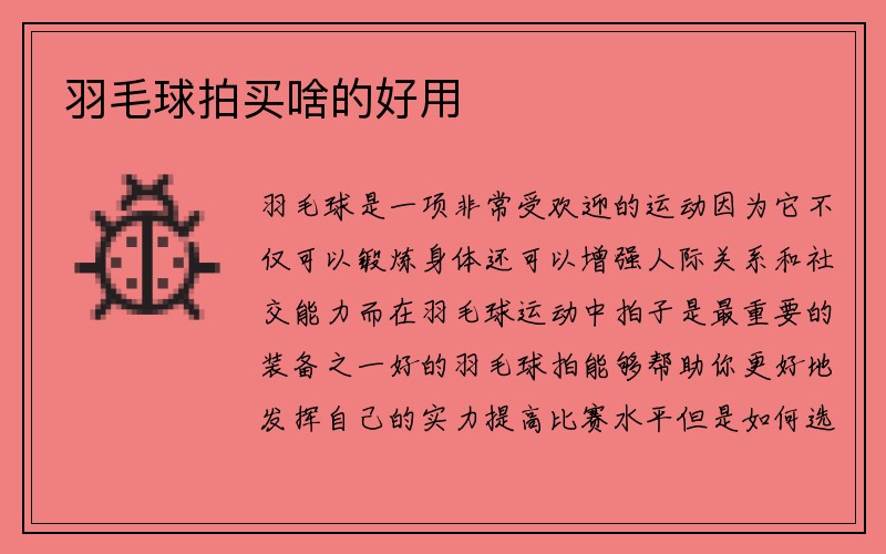 羽毛球拍买啥的好用